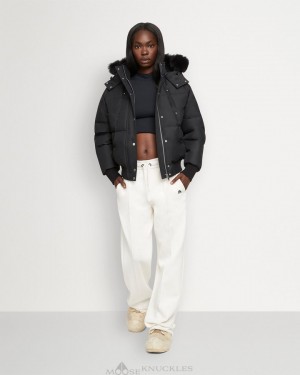 Veste Bombers Moose Knuckles Cloud Bomber Shearling Femme Noir Noir | VHOIC-3154