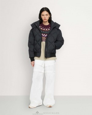 Veste Bombers Moose Knuckles Flightweight Bankhead Bomber Femme Noir | VDQFE-7318