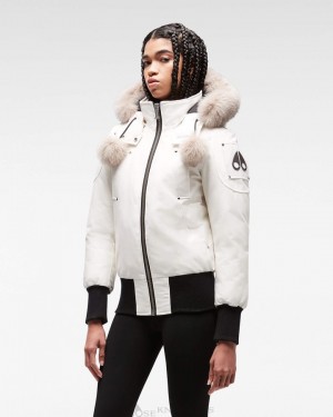 Veste Bombers Moose Knuckles Original Debbie Bomber Fur Femme Milky Way / Stoned Fox Fur | HRBCW-1834