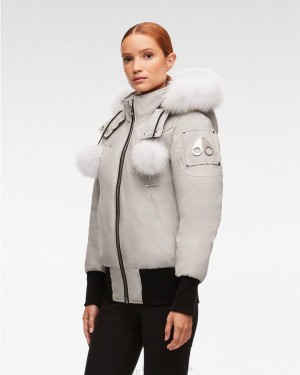 Veste Bombers Moose Knuckles Original Debbie Bomber Fur Femme Grise | OSDLF-0418