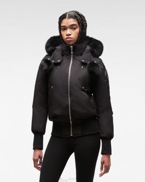 Veste Bombers Moose Knuckles Original Debbie Bomber Fur Femme Noir Noir | LOQVK-5203
