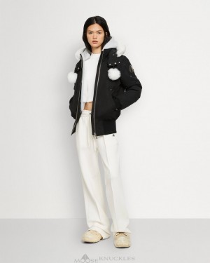 Veste Bombers Moose Knuckles Original Debbie Bomber Shearling Femme Noir | LSICB-5674