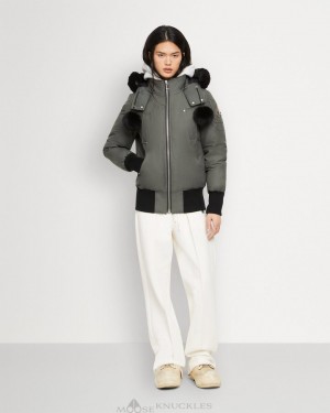 Veste Bombers Moose Knuckles Original Debbie Bomber Shearling Femme Noir | BHILS-8047