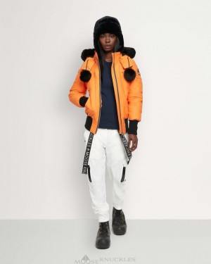 Veste Bombers Moose Knuckles Original Debbie Bomber Shearling Femme Orange Noir | VTGSF-9368