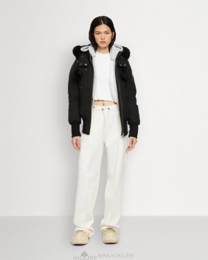 Veste Bombers Moose Knuckles Original Debbie Bomber Shearling Femme Noir Noir | LRAHC-9784